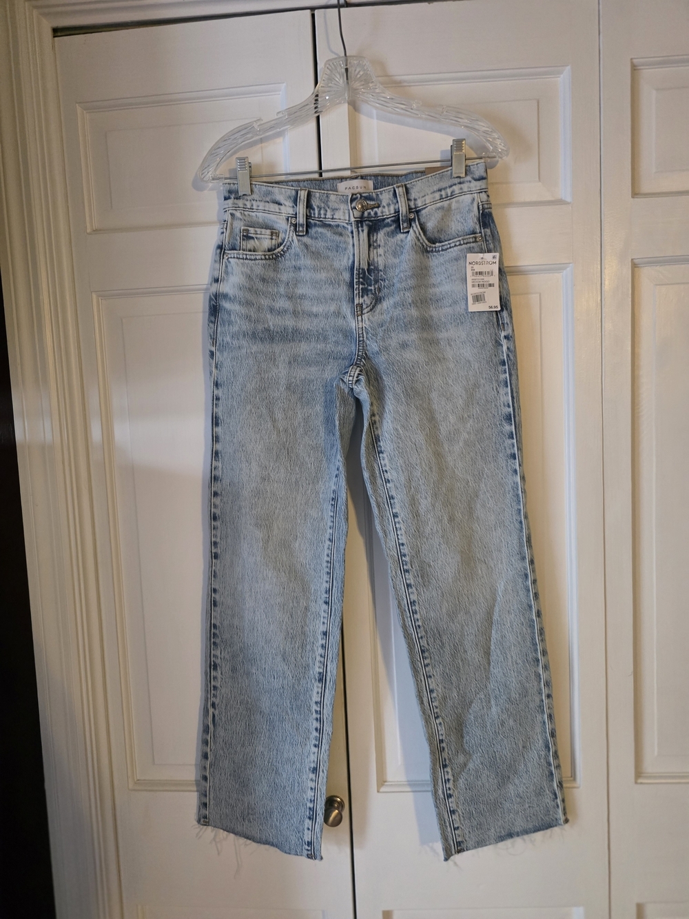 PacSun Stretch 90’s Straight Jeans Size 25 Medium Indigo NWT Raw Hem